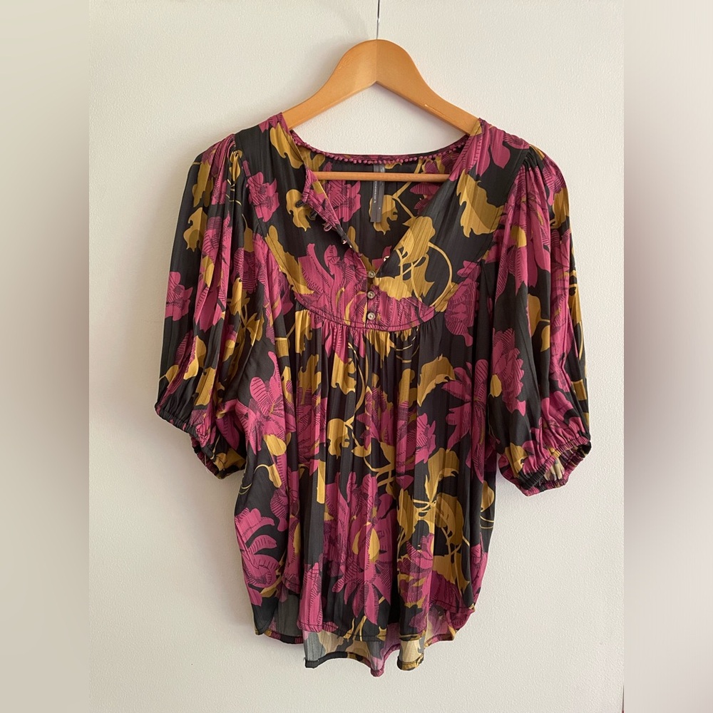 Princess Sleeve Floral Blouse by Anthropologie